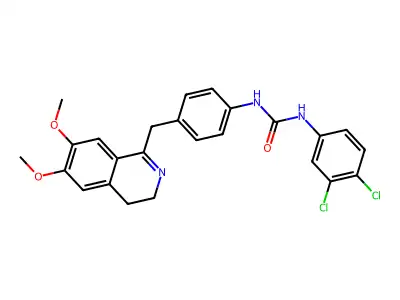 1-(3,4-dichlorophenyl)-3-[4-[(6,7-dimethoxy-3,4-dihydroisoquinolin-1-yl)methyl]phenyl]urea structure
