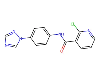 2-chloro-N-[4-(1,2,4-triazol-1-yl)phenyl]pyridine-3-carboxamide structure