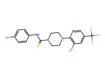 N-(4-chlorophenyl)-4-[3-chloro-5-(trifluoromethyl)pyridin-2-yl]piperazine-1-carbothioamide structure