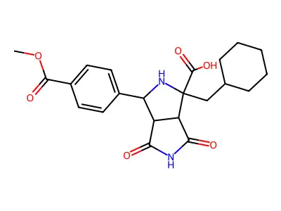 1-(Cyclohexylmethyl)octahydro-3-[4-(methoxycarbonyl)phenyl]-4,6-dioxopyrrolo[3,4-c]pyrrole-1-carboxylic acid structure