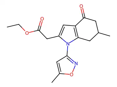 ethyl 2-(6-methyl-1-(5-methylisoxazol-3-yl)-4-oxo-5,6,7-trihydroindol-2-yl)acetate structure
