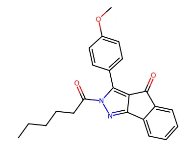 2-Hexanoyl-3-(4-methoxyphenyl)indeno[3,2-C]pyrazol-4-one structure