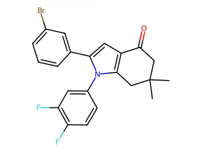 2-(3-Bromophenyl)-1-(3,4-difluorophenyl)-6,6-dimethyl-5,7-dihydroindol-4-one structure