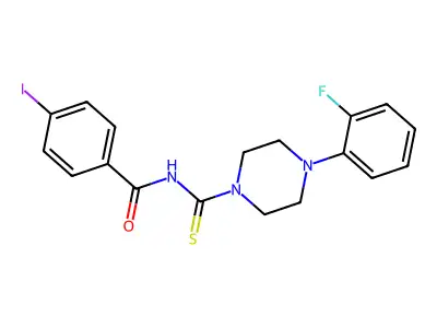 N-[4-(2-fluorophenyl)piperazine-1-carbothioyl]-4-iodobenzamide structure