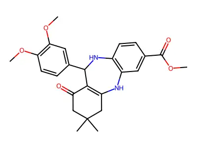 methyl 6-(3,4-dimethoxyphenyl)-9,9-dimethyl-7-oxo-6,8,10,11-tetrahydro-5H-benzo[b][1,4]benzodiazepine-2-carboxylate structure