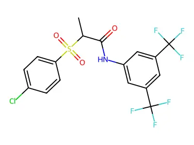 N-(3,5-Bis(trifluoromethyl)phenyl)-2-((4-chlorophenyl)sulfonyl)propanamide structure