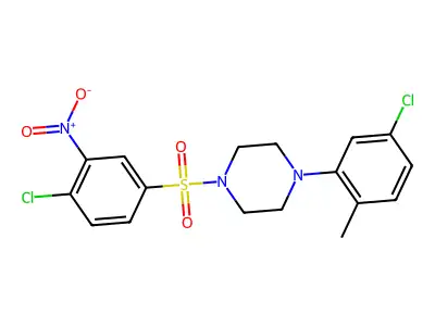1-Chloro-4-((4-(5-chloro-2-methylphenyl)piperazinyl)sulfonyl)-2-nitrobenzene structure