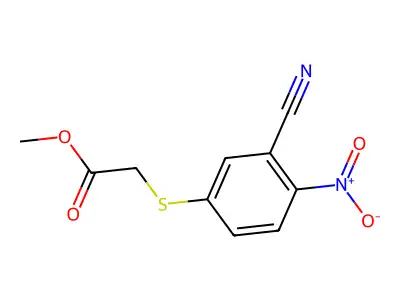 Methyl 2-(3-cyano-4-nitrophenyl)sulfanylacetate structure