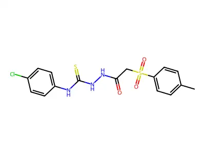 N-{[(4-chlorophenyl)carbamothioyl]amino}-2-(4-methylbenzenesulfonyl)acetamide structure