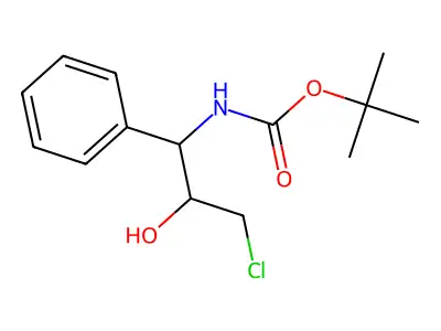 tert-butyl N-(3-chloro-2-hydroxy-1-phenylpropyl)carbamate structure