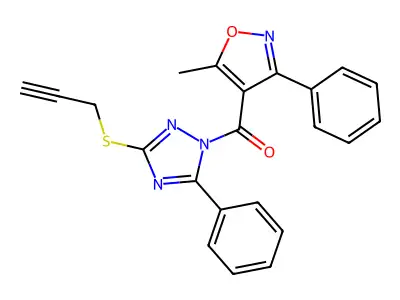(5-methyl-3-phenyl-1,2-oxazol-4-yl)-(5-phenyl-3-prop-2-ynylsulfanyl-1,2,4-triazol-1-yl)methanone structure