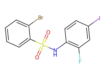 2-bromo-N-(2-fluoro-4-iodophenyl)benzenesulfonamide structure