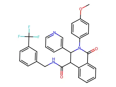 2-(4-methoxyphenyl)-1-oxo-3-pyridin-3-yl-N-[[3-(trifluoromethyl)phenyl]methyl]-3,4-dihydroisoquinoline-4-carboxamide structure