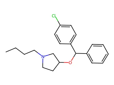Pyrrolidine, 3-(p-chloro-alpha-phenylbenzyloxy)-1-butyl- structure