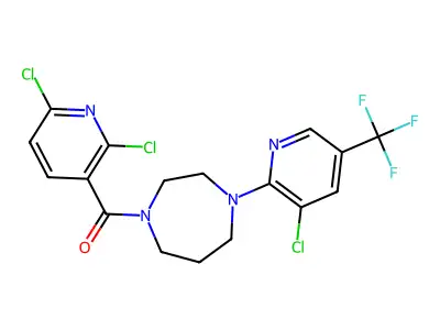 2,6-dichloro(3-pyridyl) 4-(3-chloro-5-(trifluoromethyl)(2-pyridyl))(1,4-diazaperhydroepinyl) ketone structure
