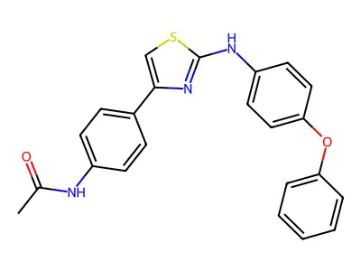 N-(4-{2-[(4-phenoxyphenyl)amino]-1,3-thiazol-4-yl}phenyl)acetamide structure