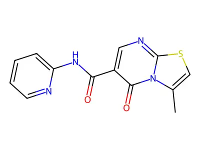 3-methyl-5-oxo-N-(pyridin-2-yl)-5H-[1,3]thiazolo[3,2-a]pyrimidine-6-carboxamide structure