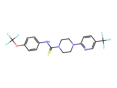 N-[4-(trifluoromethoxy)phenyl]-4-[5-(trifluoromethyl)pyridin-2-yl]piperazine-1-carbothioamide structure