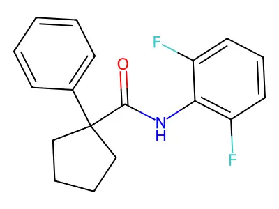 N-(2,6-difluorophenyl)-1-phenylcyclopentane-1-carboxamide structure