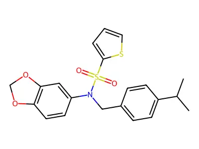 N-(1,3-benzodioxol-5-yl)-N-[(4-propan-2-ylphenyl)methyl]thiophene-2-sulfonamide structure