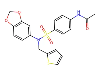 N-[4-[1,3-benzodioxol-5-yl(thiophen-2-ylmethyl)sulfamoyl]phenyl]acetamide structure