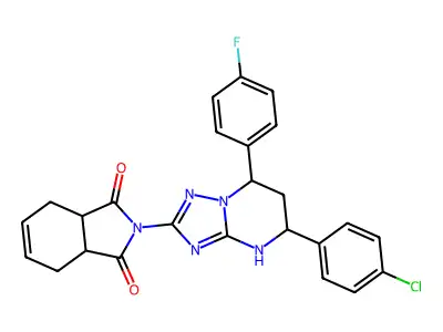 2-[5-(4-chlorophenyl)-7-(4-fluorophenyl)-4,5,6,7-tetrahydro[1,2,4]triazolo[1,5-a]pyrimidin-2-yl]-3a,4,7,7a-tetrahydro-1H-isoindole-1,3(2H)-dione structure