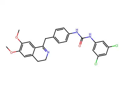 1-(3,5-dichlorophenyl)-3-[4-[(6,7-dimethoxy-3,4-dihydroisoquinolin-1-yl)methyl]phenyl]urea structure