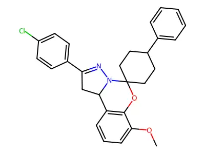 2-(4-chlorophenyl)-7-methoxy-4'-phenylspiro[1,10b-dihydropyrazolo[1,5-c][1,3]benzoxazine-5,1'-cyclohexane] structure