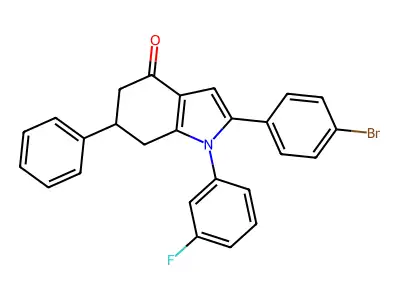 2-(4-Bromophenyl)-1-(3-fluorophenyl)-6-phenyl-5,6,7-trihydroindol-4-one structure