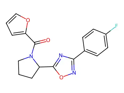 3-(4-Fluorophenyl)-5-[1-(2-furoyl)pyrrolidin-2-yl]-1,2,4-oxadiazole structure