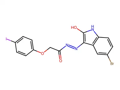 5-Bromo-3-(2-(4-iodophenoxy)acetylhydrazidyl)-2-oxoindoline structure
