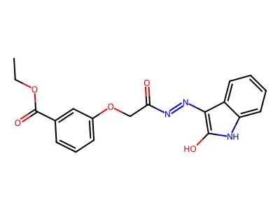 Ethyl 3-((N-(aza(2-oxoindolin-3-ylidene)methyl)carbamoyl)methoxy)benzoate structure