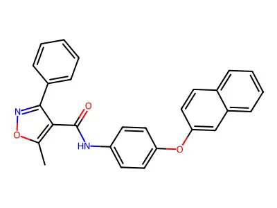 5-methyl-N-(4-naphthalen-2-yloxyphenyl)-3-phenyl-1,2-oxazole-4-carboxamide structure