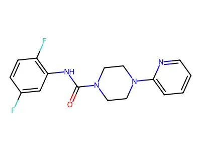 ((2,5-Difluorophenyl)amino)(4-(2-pyridyl)piperazinyl)methane-1-one structure