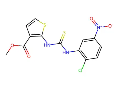 METHYL 2-((((2-CHLORO-5-NITROPHENYL)AMINO)THIOXOMETHYL)AMINO)THIOPHENE-3-CARBOXYLATE structure