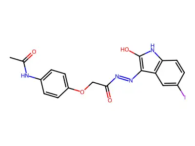 3-(2-(4-Acetamidophenoxy)acetylhydrazidyl)-5-iodo-2-oxoindoline structure