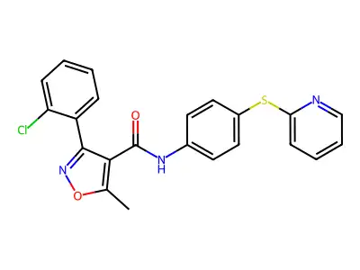 3-(2-chlorophenyl)-5-methyl-N-(4-pyridin-2-ylsulfanylphenyl)-1,2-oxazole-4-carboxamide structure