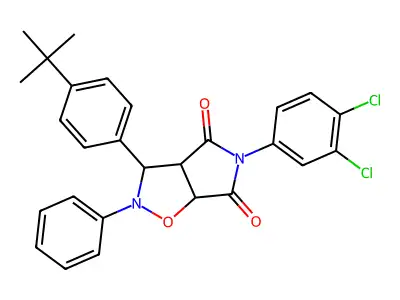 3-(4-tert-butylphenyl)-5-(3,4-dichlorophenyl)-2-phenyldihydro-2H-pyrrolo[3,4-d][1,2]oxazole-4,6(3H,5H)-dione structure