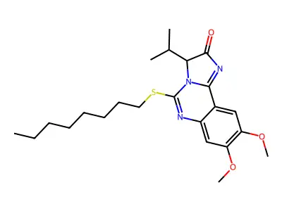 3-isopropyl-8,9-dimethoxy-5-(octylsulfanyl)imidazo[1,2-c]quinazolin-2(3H)-one structure