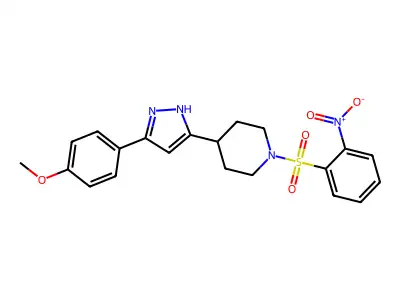 4-[3-(4-methoxyphenyl)-1H-pyrazol-5-yl]-1-(2-nitrophenyl)sulfonylpiperidine structure