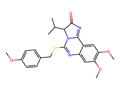 3-isopropyl-8,9-dimethoxy-5-[(4-methoxybenzyl)sulfanyl]imidazo[1,2-c]quinazolin-2(3H)-one structure