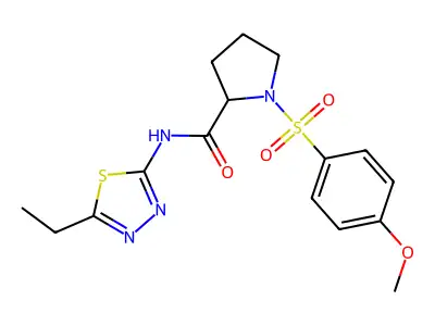 (Z)-N-(5-ethyl-1,3,4-thiadiazol-2(3H)-ylidene)-1-[(4-methoxyphenyl)sulfonyl]prolinamide structure