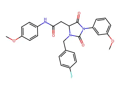 4-Imidazolidineacetamide, 3-[(4-fluorophenyl)methyl]-1-(3-methoxyphenyl)-N-(4-methoxyphenyl)-2,5-dioxo- structure