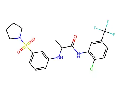 N-[2-Chloro-5-(trifluoromethyl)phenyl]-2-[[3-(1-pyrrolidinylsulfonyl)phenyl]amino]propanamide structure