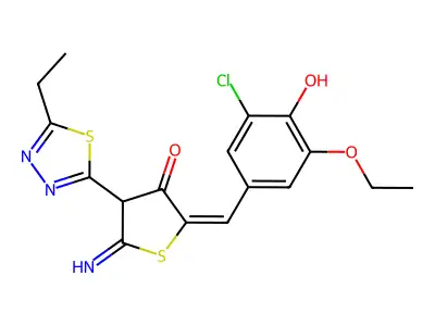 2-[(3-Chloro-5-ethoxy-4-hydroxyphenyl)methylene]-4-(5-ethyl-1,3,4-thiadiazol-2-yl)dihydro-5-imino-3(2H)-thiophenone structure