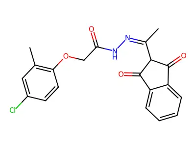 N-(1-aza-2-(1,3-dioxoindan-2-yl)prop-1-enyl)-2-(4-chloro-2-methylphenoxy)ethanamide structure