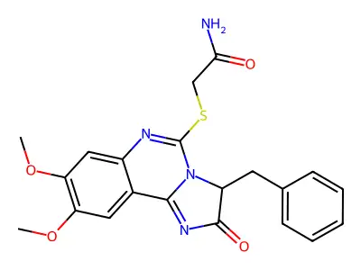 2-[(3-benzyl-8,9-dimethoxy-2-oxo-2,3-dihydroimidazo[1,2-c]quinazolin-5-yl)sulfanyl]acetamide structure