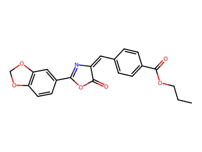 Propyl 4-[[2-(1,3-benzodioxol-5-yl)-5-oxo-4(5H)-oxazolylidene]methyl]benzoate structure