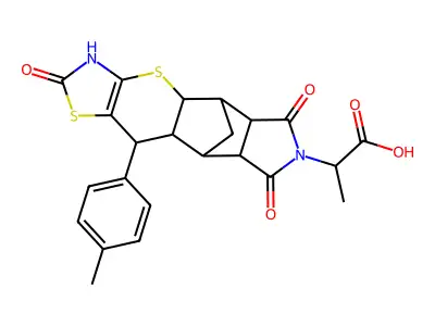 2-[9-(4-methylphenyl)-6,13,15-trioxo-3,7-dithia-5,14-diazapentacyclo[9.5.1.0^{2,10}.0^{4,8}.0^{12,16}]heptadec-4(8)-en-14-yl]propanoic acid structure
