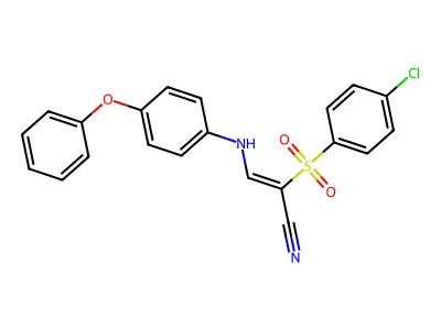 2-(4-Chlorophenyl)sulfonyl-3-(4-phenoxyanilino)prop-2-enenitrile structure